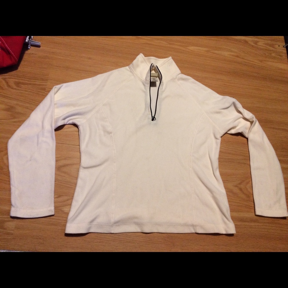 L.L. Bean white half-zip fleece